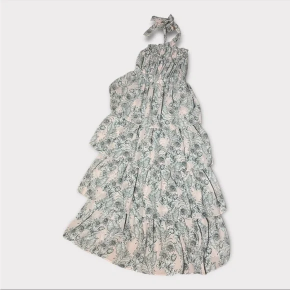 MISA Los Angeles Pink Floral Valeria Halter Midi Dress - Picture 7 of 10